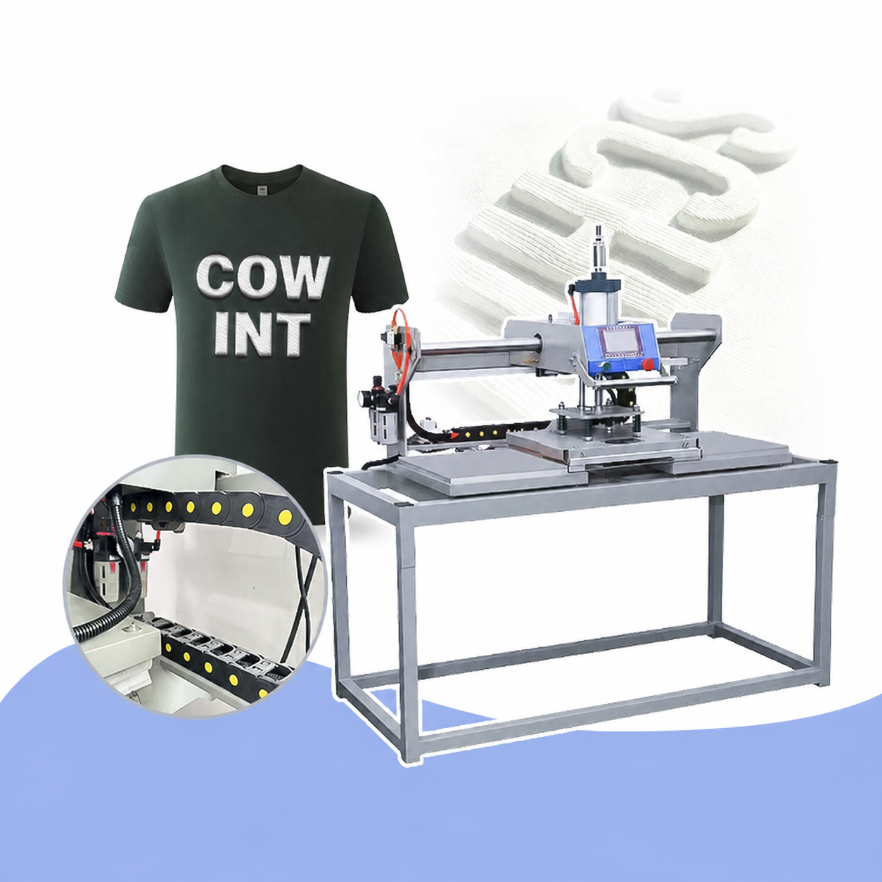 Automatic Hydraulic High Temperature T Shirt 3D Logo Embossing Machine