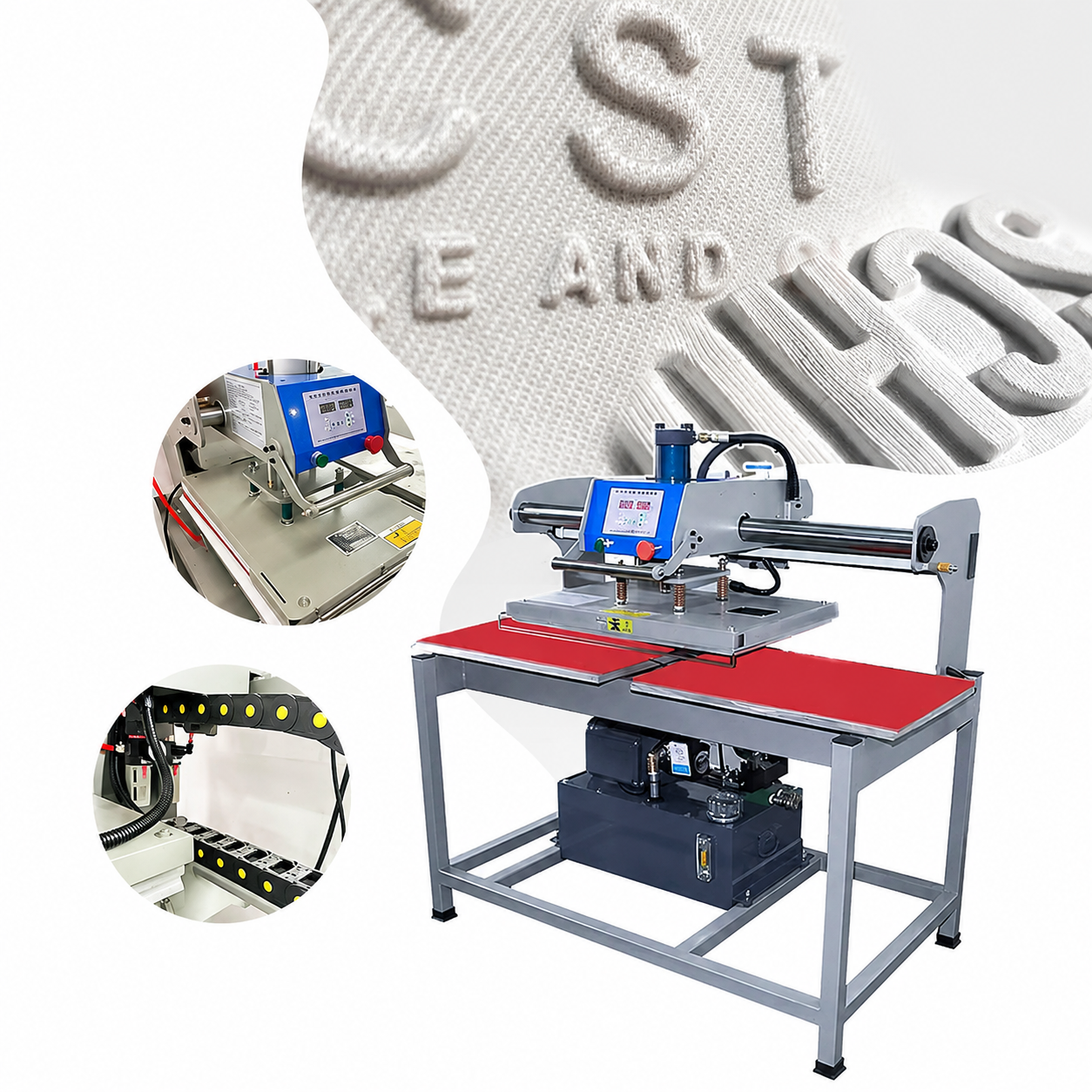 T-shirt Embossing Automatic Hydraulic Clothes Emboss Print Soft Silicone Logo Pressing Machinery