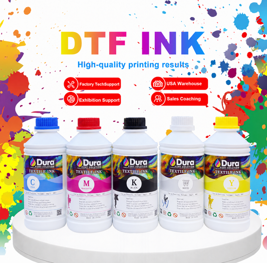 High Quality DTF ink Bright Color for CMYK+W Color Water Based for PET Film for 1000ml